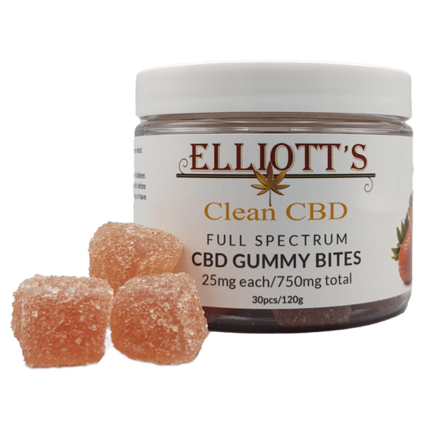 Strawberry Gummies Clean CBD Full Spectrum Gummy Bites 25mg each